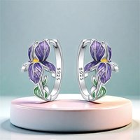 925 Sterling Silver Flower and Plant Series Purple Iris Earrings Exquisite Wedding Party Gifts for Ladies Jewelry Fashion Gifts
