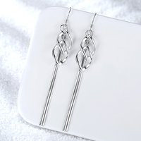 Luxury 925 Sterling Silver/Rose Gold Diamond-Shaped Long Tassel Earrings, Fashionable Women's Wedding Party Jewelry
