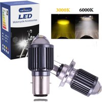 1pc Motorcycle Headlight BA20D H4 LED Bulbs CSP Lens White Yellow Hi/Lo beam Motorbike Scooter Accessories Fog Lights 12V 6000K