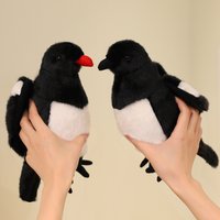 22-30cm Realistic Magpie Doll Lifelike Black Magpie Raven Plush Toy Home & Office Decor Stuffed Magpie Crow Bird Model Ornament
