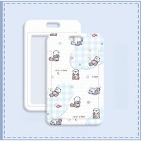 Cartoon Little Sea Otter Keychain Photo Sleeves Women Badge Holder Keychain Student Bus Card Meal Card Protection Case Card Set