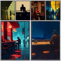 E-Edward Hopper Modern Art Poster Trendy Wall Art Good Sticker Printed on PP Paper for Living Room Office Bar Decoration