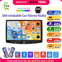ESSGOO 10.1" 1 DIN Touch screen Universal Wireless carplay Android auto Car Stereo Radio 64G Android 14 GPS NAVI SWC BT MIC WIFI