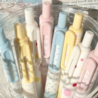 Polka Dot Pixel Pudding Retractable Gel Pen 0.5mm Ins Kawaii Cartoon Fashion Quick-Drying Black Ink Exam Pen for Students