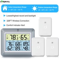 3-in-1 Wireless Weather Station Indoor Outdoor - Digital Thermometer Hygrometer with 3 Remote Sensors for Home/Garden/Office