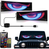 2 SZT. Programowalny Panel LED RGB do Samochodu/Ciężarówki, Matryca Pikselowa, Lampka Nocna DIY, Wyświetlacz z Ruchomym Tekstem, Animacja Diabelskie Oko