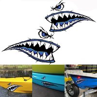 2PCS Shark Teeth Mouth Boat Stickers Waterproof for DIY Kayak Fishing Boat Canoe Car Truck Sunscreen Modification Vinyl Decals