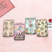 kawaii Cute P-P-PusheenS Virtual cat Work Card Case for Exhibition ID Card Lanyard Badge Card Holder Pass Card Set for Employee