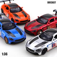Bagged 1.36 new Alloy GT Pull-Back Car, stylish metal car, door openable pull-back toy, children's toy gift, car Ornament