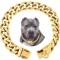 Hot-selling 19mm Titanium Steel Dog Collar Solid Buckle Dog Chain Walking Dog Ring Stainless Steel Pet Chain Gold Chain