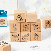 Cute Cat Daily Wooden Seal Single Cat Diary Photo Album Diy Decorative Material Stamp Assorted Stamp Gift Wooden Stamp School