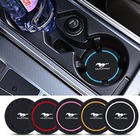2Pcs Car Silicone Coaster Anti-Slip Water Cup Drink Mat For Ford Mustang GT 2020 2019 2018 2017 2016 SHELBY Auto Accessories