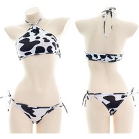 Cow Series Swimsuit Bodysuit Bikini Maid Unifrom Costume Summer Beach Kawaii Girl Swimwear Skirt Uniform Set Cosplay