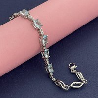 925 Sterling Silver Aqua Blue Gemstone Bracelet, the Perfect Gift for an Elegant, Versatile and Fashionable Look