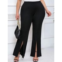 Autumn and winter new women's plus-size British street slit design fashion style solid color loose pants