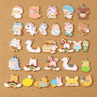 10pcs Cute Enamel Animal Duck Rabbit Bee Pendants Charm for Jewelry Making Necklace Earrings DIY Bracelet Accessories Supplies