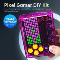 Upgraded DIY Game Kit Retro Classic Electronic Soldering Welding Tranning Set with Purple Blue Acrylic Case Mini Game Console