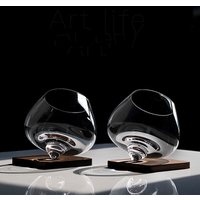 2022 Shaking Cope Gyro Spinning Whiskey Glass Cone Base Declining Rocking Wine Cup Liquor Cognac Martell Crystal Whisky Tumbler