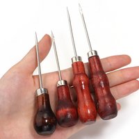 1PC Wooden Handle Sewing Awl Scratch Awl Tool Pin Punching for Leather Pouch Hole DIY Handmade Stitcher Shoe Repair Tool Needles