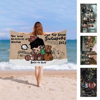 Cartoon H-HIRONOS Microfiber Blanket Quick Drying Beach Towels Oversized Printing Super Absorbent Pool Towel Blanket