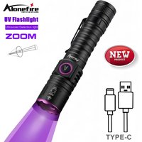 Zoom UV lampe de poche LED 365 395nm type-c charge marqueur d'encre Invisible chat chien Urine Tinea minerai argent Scorpion lumière fluorescente