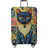 Blue Cat Flower Palace Style Bright Yellow Pattern Luggage Protective Cover, suitable for 18-32 inch luggage cases, luggage hand