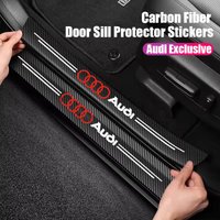Car Audi Logo Decals Carbon Fiber Door Sill Protector Stickers For Audi S-Line A3 A4 A6 Q3 Q5 A5 Q7 A1 A8 Q2 Q8 Q4 A4L A6L Q3L Q