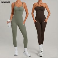 Women's Yoga Jumpsuit Peach Hip Backless One-Piece Sports Shorts Yoga Fitness Jumpsuit Running Casual Workout Gym Yoga Bodysuit