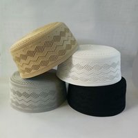 Muslim Caps For Men Colthing Crochet Knit Hat Turkey Kufi Islamic Kippah Jewish Turban White Cotton Mesh 0758