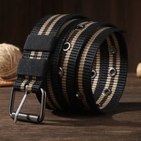 Men's long pin buckle canvas waistband young and middle-aged outdoor nylon braided belt casual belt tide belt