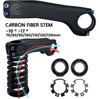 BALUGOE Road Bike Stem Carbon Fiber Mountain Bike Stem -10° -17° 70/80/90/100/110/120/130mm Bicycle Stems for 28.6 Fork 31.8 Bar