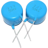 1pcs New and original 50KV 2.2NF 40KV porcelain dielectric 222 2200pF high-voltage porcelain capacitor blue