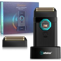 Hatteker Double Foil Electric Shaver for Men 9000RPM Magnetic Levitation Motor LED Display USB & Base Charging 270Mins Runtime