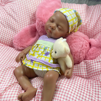 13 Inch Dark Skin Silicone Reborn Baby Doll Luna African American Girl Full Solid Silicone Washable Doll Toy Christmas Gift