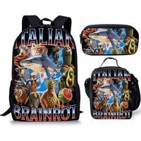 New Italian Brainrot Mountain and Sea Classic Foreign Wooden Stick Backpack Breathable and Durable Backpack Meal Bag Pen Bag