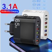 3.1A 5Ports USB Charger PD Charging Adapter For Xiaomi iPhone 13 Samsung Mobile Phone Plug Charging QC 3.0 Wall Charger
