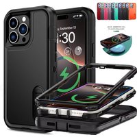 3 IN 1 Hybrid Military Anti-Shock Strong Case for IPhone Air 17 16 E 15 14 13 12 Pro Max Plus 16E 17E PC Hard Holder Phone Cover