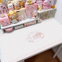 Soft and Pretty MyMelody Cute Cartoon Pink Teen Heart Desk Mat for Dormitory Study Use, Stain Resistant Mat