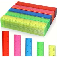 10Pcs Clear Plastic Rulers 6 Inch Mixed Color Dual Scale Inch & CM for School Office Home