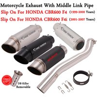 Slip On For Honda CBR600 F4 1999-2001 CBR600 F4i 2001-2007 Motorcycle Exhaust Escape Modified Middle Link Pipe Muffler Motocross