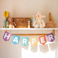 Personalised Felt Name Bunting Banner Handmade Pink Nursery Decor Custom Kids Room Wall Garland Girls Bedroom Decoration Gift