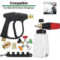 Portable High Pressure Washer Gun Kit with Foam Cannon & M22 Adapter (14/15mm), Perfect for Car Motorcycle Home Cleaning