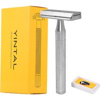 Stainless Steel Double Edge Safety Razor with 5 Spare Blades 30° Angled Precision Reusable Blade Razors for Men
