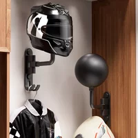 AliExpress NONE Motorcycle Helmet Wall Mount Holder - 180 Degree Rotating Rack with Hooks for Bike, Baseball, Cycling, Ski Helmets Storage