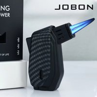 JOBON Double Flame Jet Flame Butane Lighter Refillable Adjustable Windproof Torch Cigar Lighter for Men