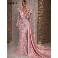 2026 Elegant Lilac Beading Evening Dresses Robes De Soiree Slit Train Wedding Party Gowns Customized Flowers Crystals Prom Dress