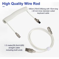 USB Type C Coiled Cable 3M MaX Aviator Aviation Connector Braided Wire Flexible Cord for Mechanical Keyboard Desktop Computer