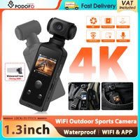 Podofo 1,3-Zoll-LCD-Bildschirm 4K HD-Kamera Outdoor-Reitkamera Praktische Sportkamera WIFI Wasserdicht 30fps 270° ° 90-Grad-Drehung ° Tragbare Action-Kamera mit Weitwinkelansicht