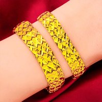 9999 24K genuine gold men's and women's bracelets, fashionable couple's whip gold bracelets, Cuban flat chain gold jewelry