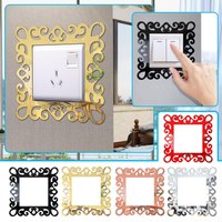 Mirror Acrylic Switch Wall Stickers Apartment Decoration Protector For Power Frames Things To House Plugs Trims Young Rose Gold